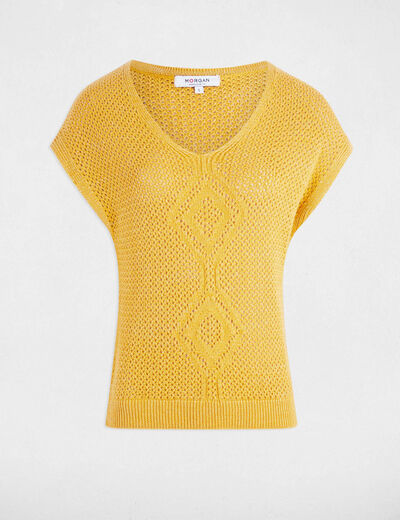Jersey manga corta amarillo mostaza mujer