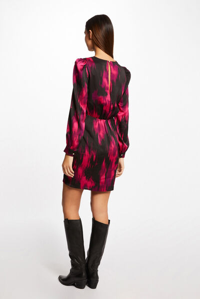 Vestido recto estampado abstracto multicolor mujer