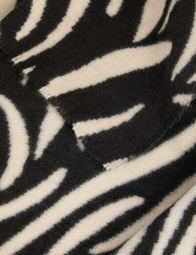 Bufanda con estampado de cebra marfil mujer