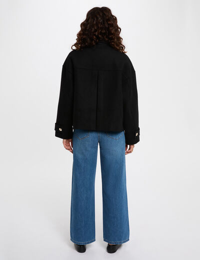 Abrigo corto oversize negro mujer