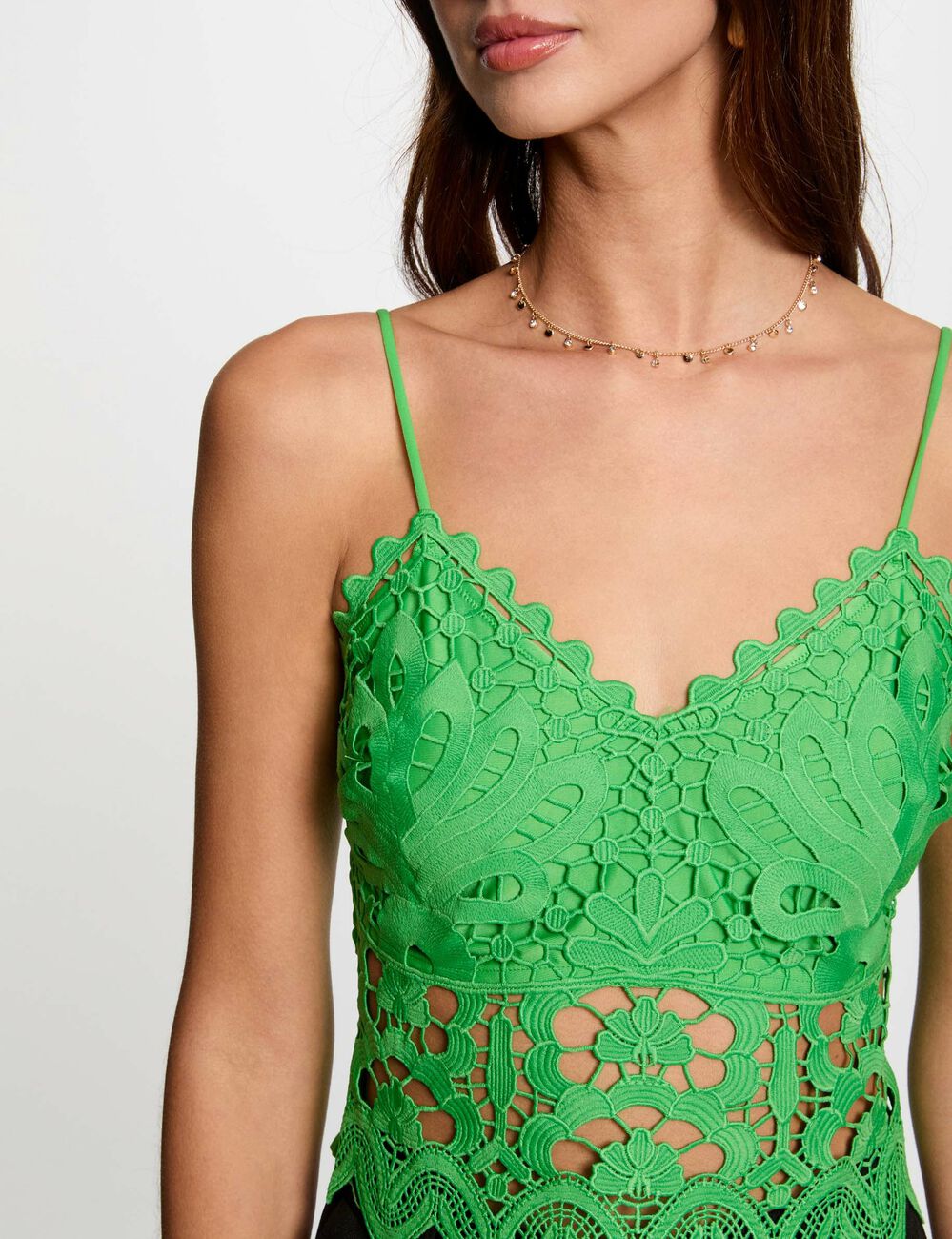 Crop top tirantes finos verde mujer