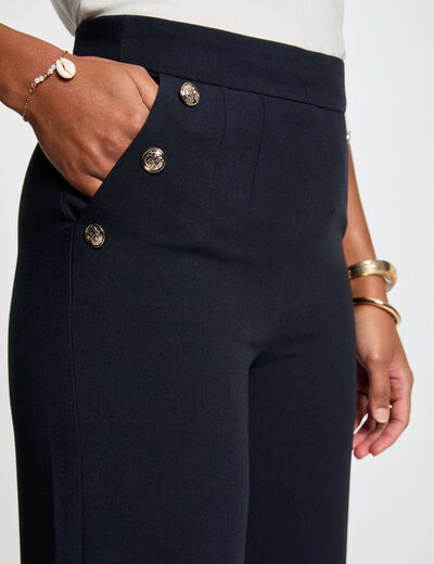 Pantalón pernera ancha azul marino mujer