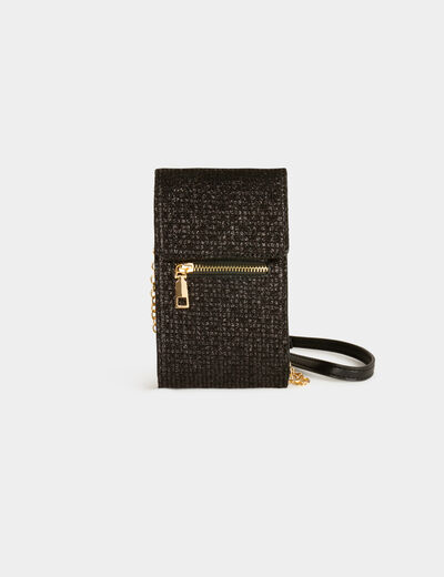 Bolso teléfono lentejuelas negro mujer