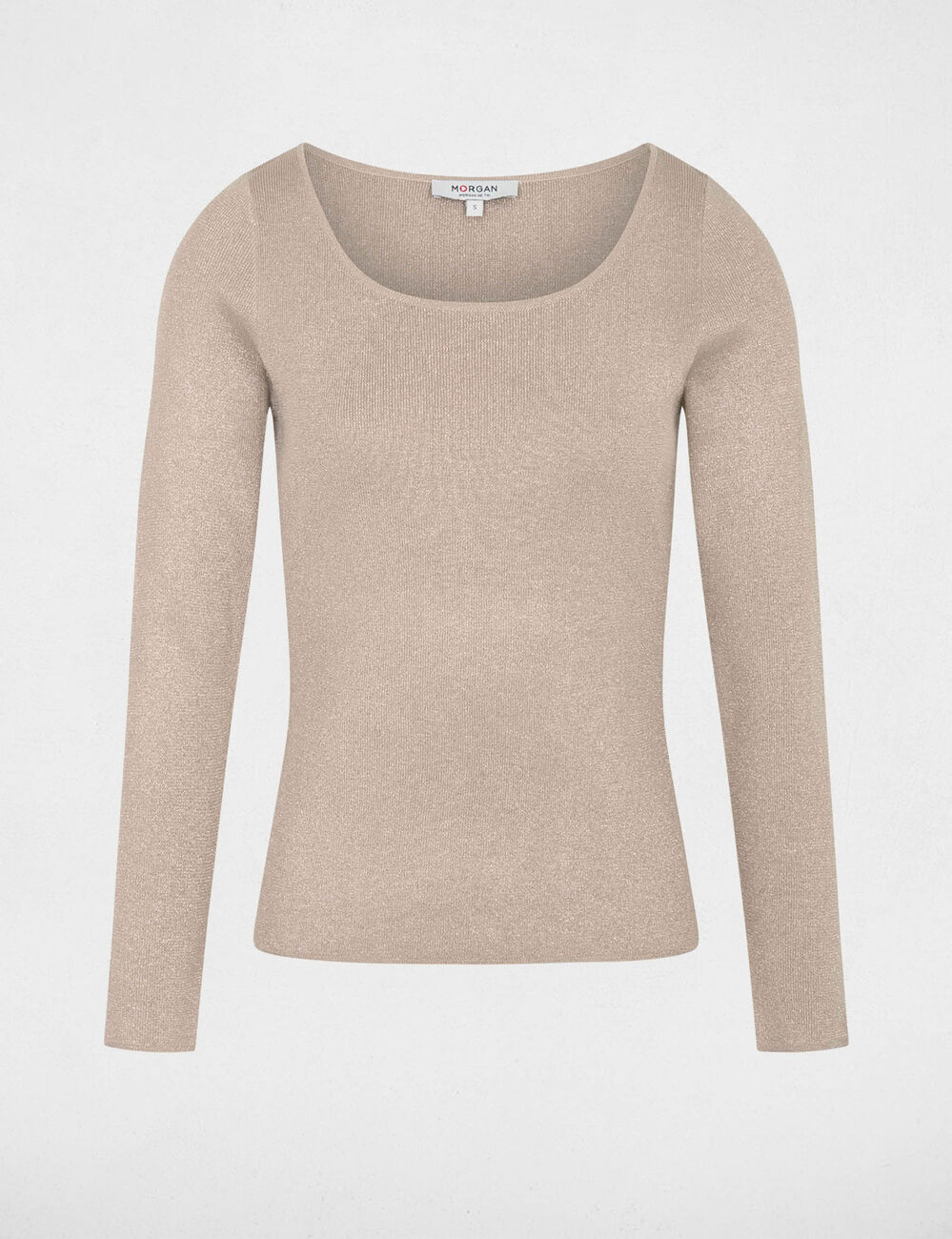 Jersey ajustado con cuello en U crudo mujer