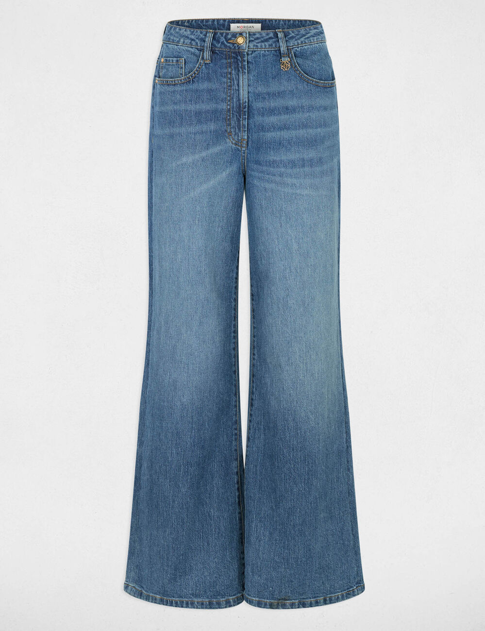 Vaqueros anchos de tiro alto denim stone mujer