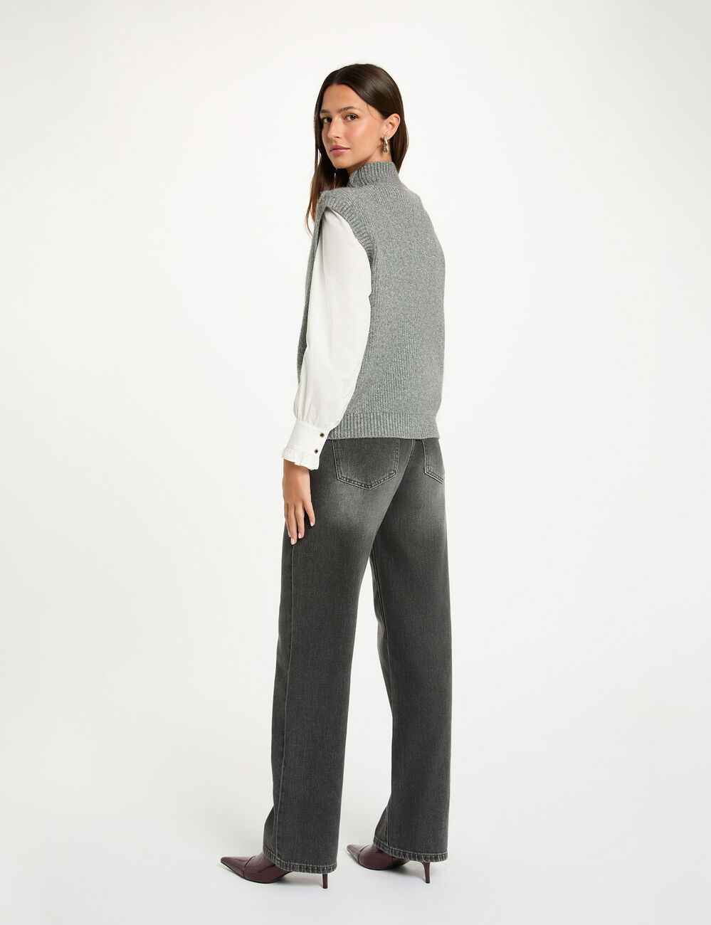 Jersey sin mangas gris oscuro mujer
