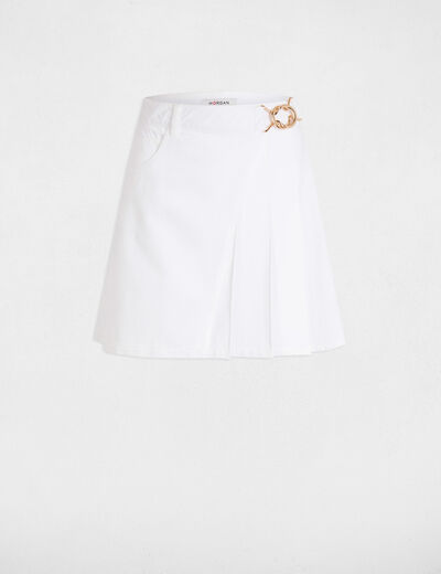 Falda vaquera plisada blanco mujer