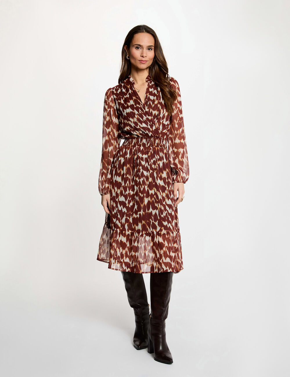 Vestido cruzado de gasa multicolor mujer