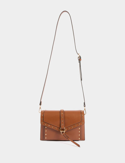 Bolso con tachuelas marrón mujer
