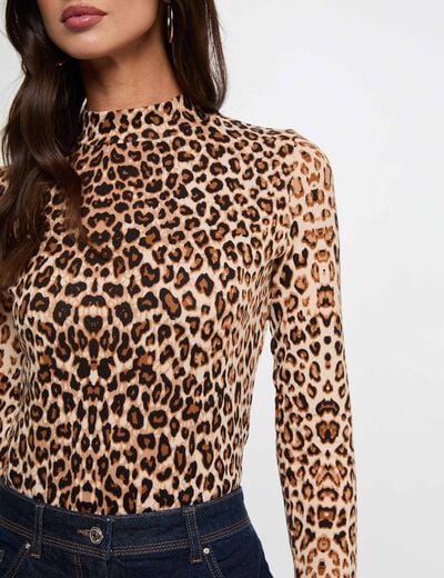 Camiseta de cuello alto multicolor mujer