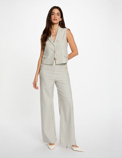 Pantal&oacute;n ancho de rayas multicolor mujer