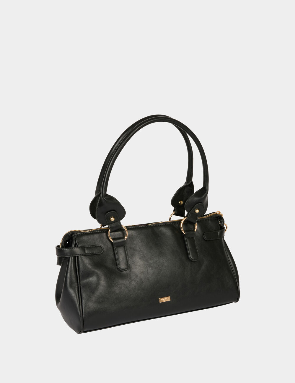 Bolso de imitaci&oacute;n cuero hombro negro mujer