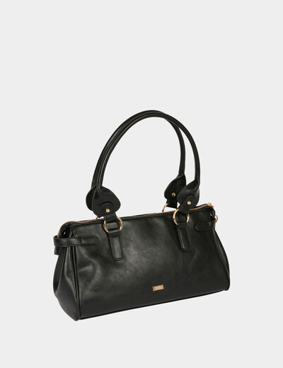 Bolso de imitaci&oacute;n cuero hombro negro mujer