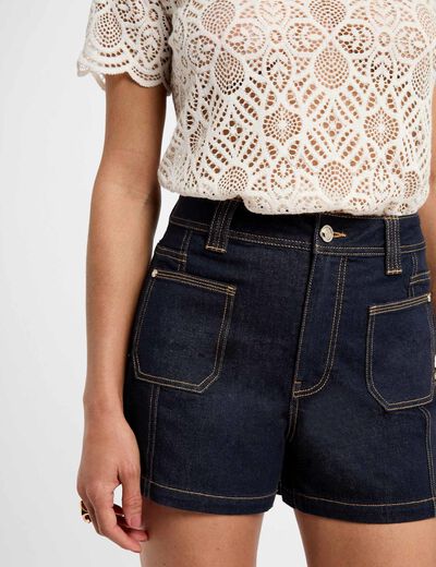 Short vaquero talle alto denim crudo mujer