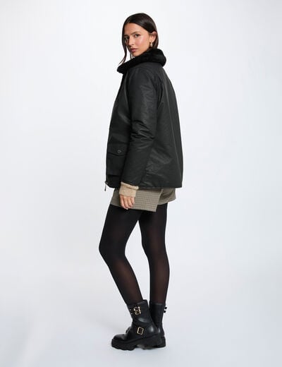 Parka reversible con revestimiento negro mujer