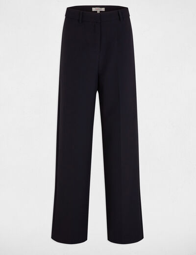 Pantalón recto con pinzas azul marino mujer