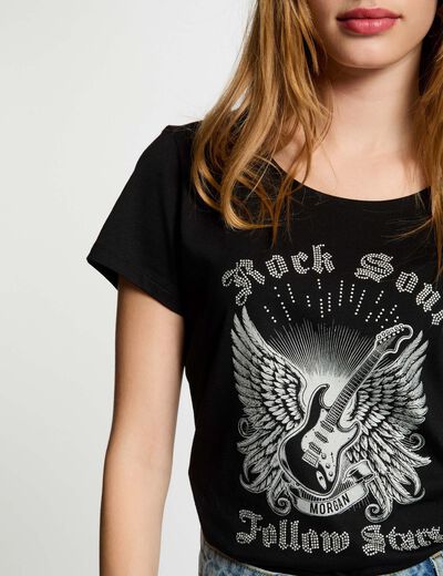 Camiseta con mensaje negro mujer