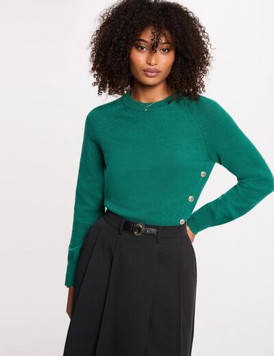 Jersey de cuello redondo y mangas largas verde mujer