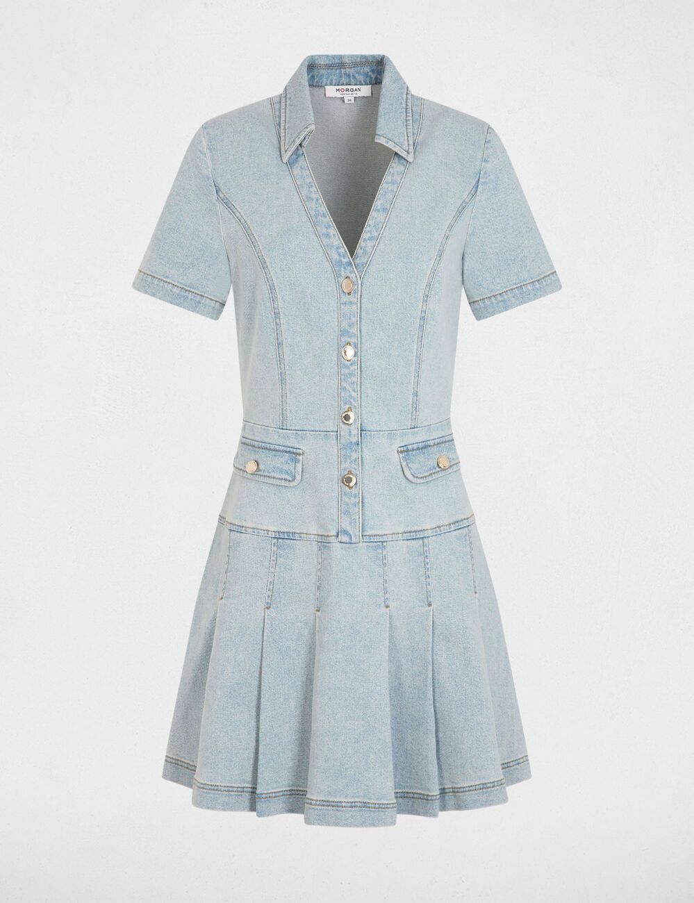 Vestido corto evas&eacute; vaquero denim descolorido mujer