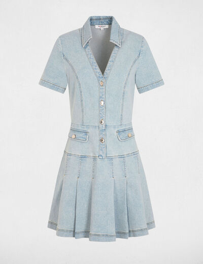 Vestido corto evas&eacute; vaquero denim descolorido mujer