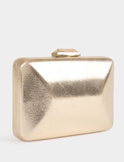 Bolso cartera mano metalizado amarillo oro mujer