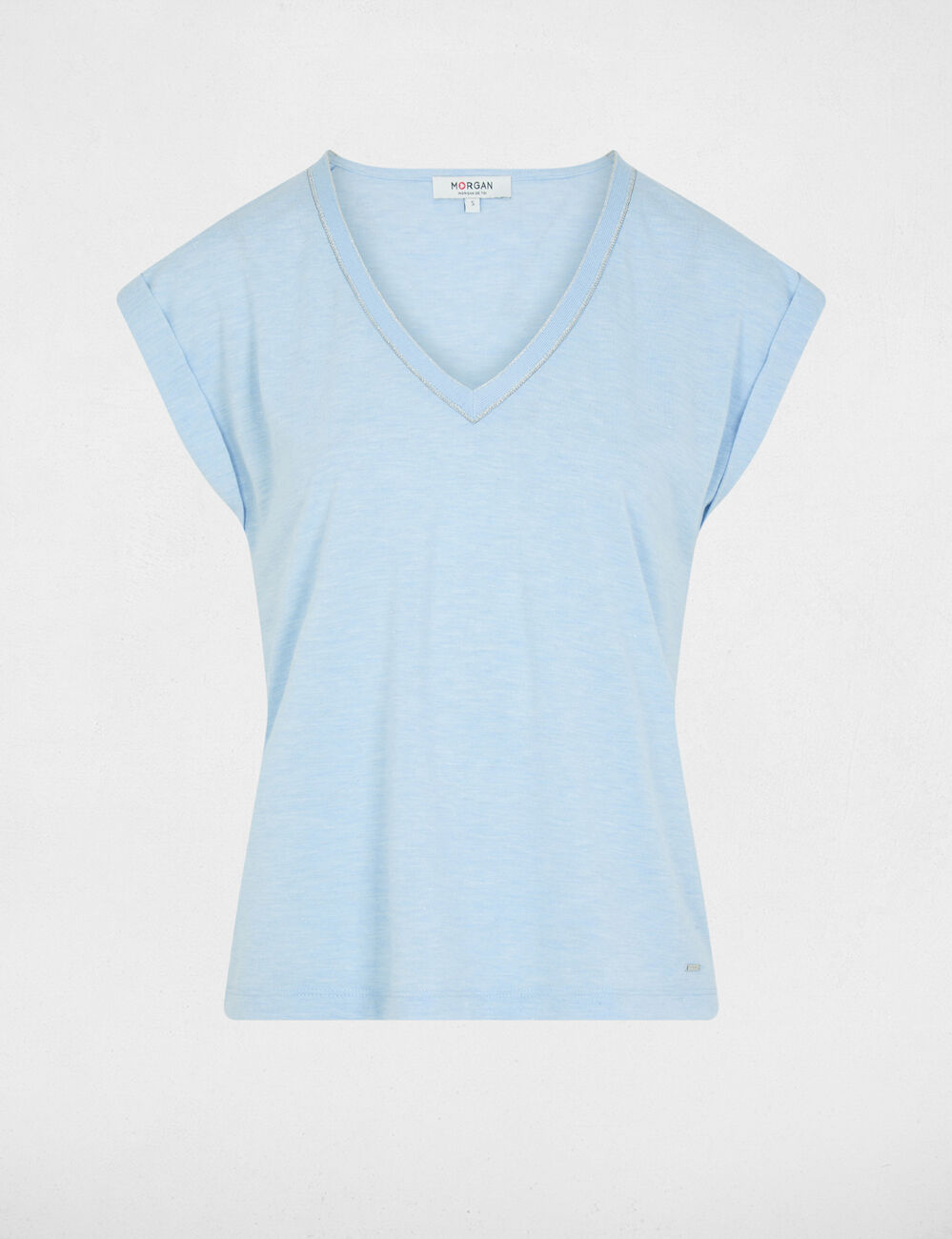 Camiseta de manga corta azul cielo mujer