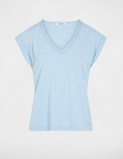 Camiseta de manga corta azul cielo mujer