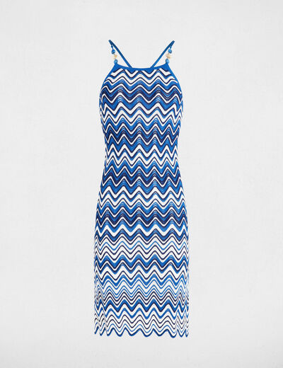 Vestido punto recto con joyas azul eléctrico mujer