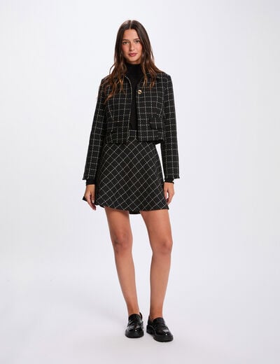 Chaqueta corta entallada negro mujer