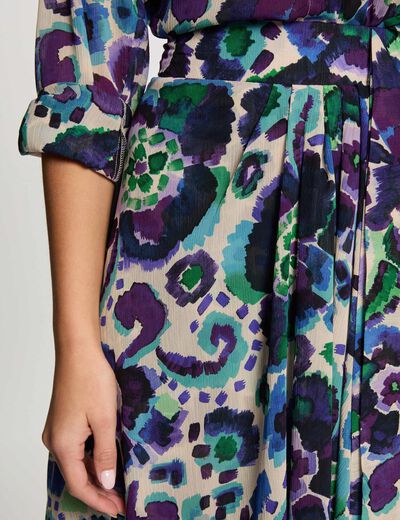 Falda holgada estampada multicolor mujer