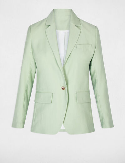 Chaqueta entallada con cuello sastre verde pastel mujer