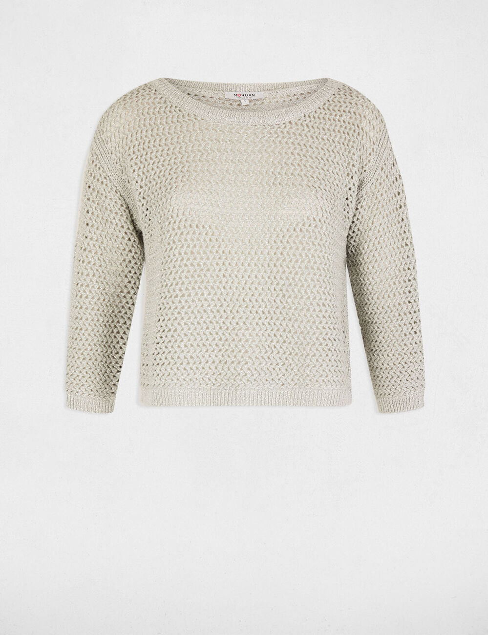 Jersey calado manga 3/4 verde claro mujer