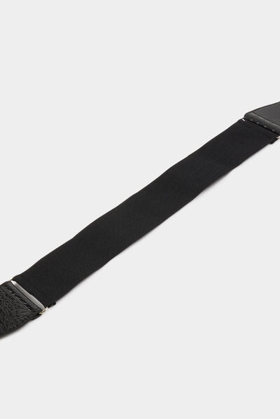 Cinturón elástico con hebilla logotipo negro mujer