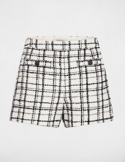 Pantal&oacute;n corto de tweed de tiro alto multicolor mujer