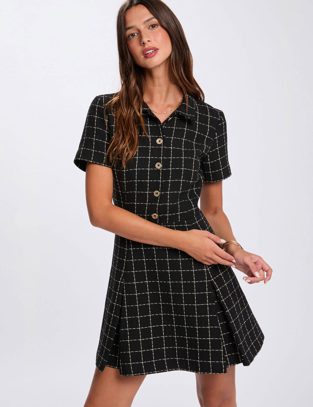 Vestido ajustado con pliegues negro mujer