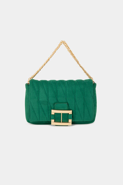 Bolso acolchado con hebilla verde mujer