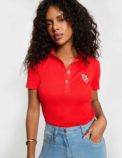 Camiseta manga corta rojo vivo mujer