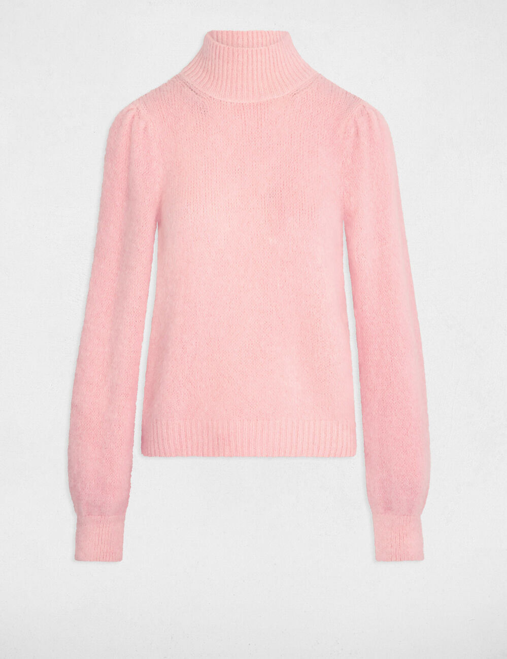 Jersey con cuello alto rosa mujer