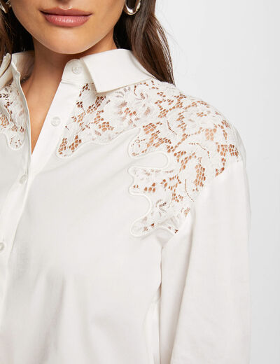 Camisa manga larga crudo mujer