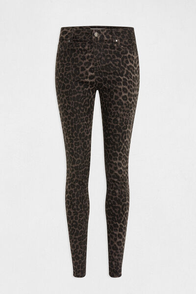 Vaquero skinny estampado de leopardo multico mujer