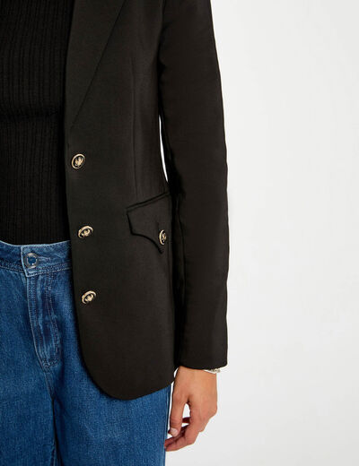 Chaqueta entallada de manga larga negro mujer