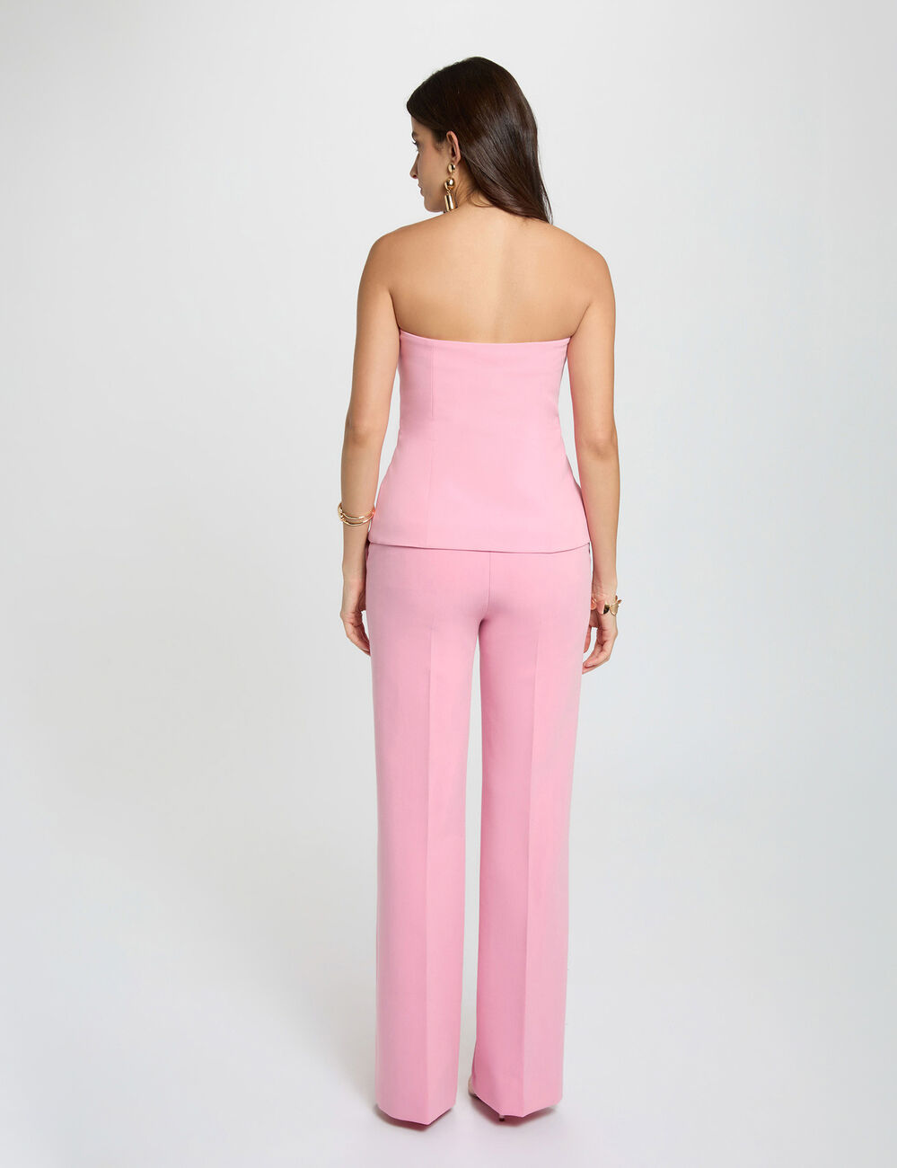 Top ajustado sin mangas rosa claro mujer