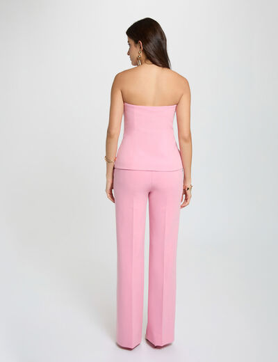 Top ajustado sin mangas rosa claro mujer