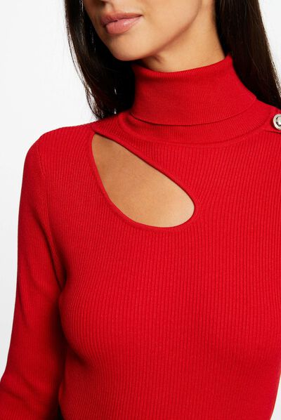 Jersey manga larga con abertura rojo medio mujer