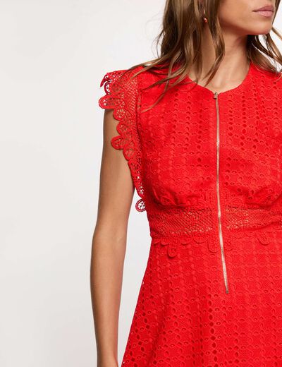 Vestido corto acampanado rojo vivo mujer