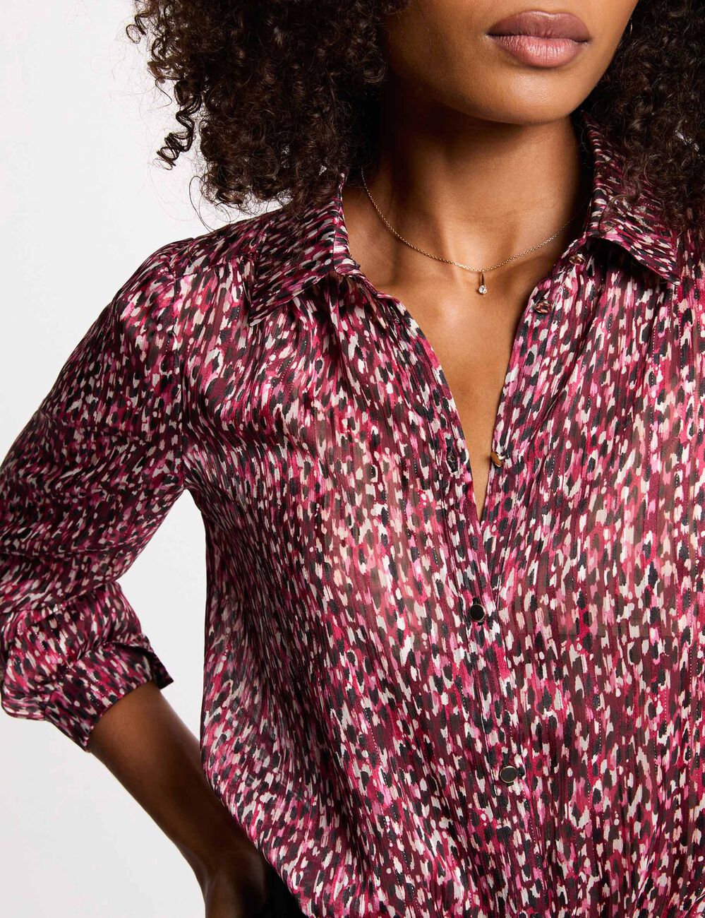 Camisa de gasa estampada multicolor mujer