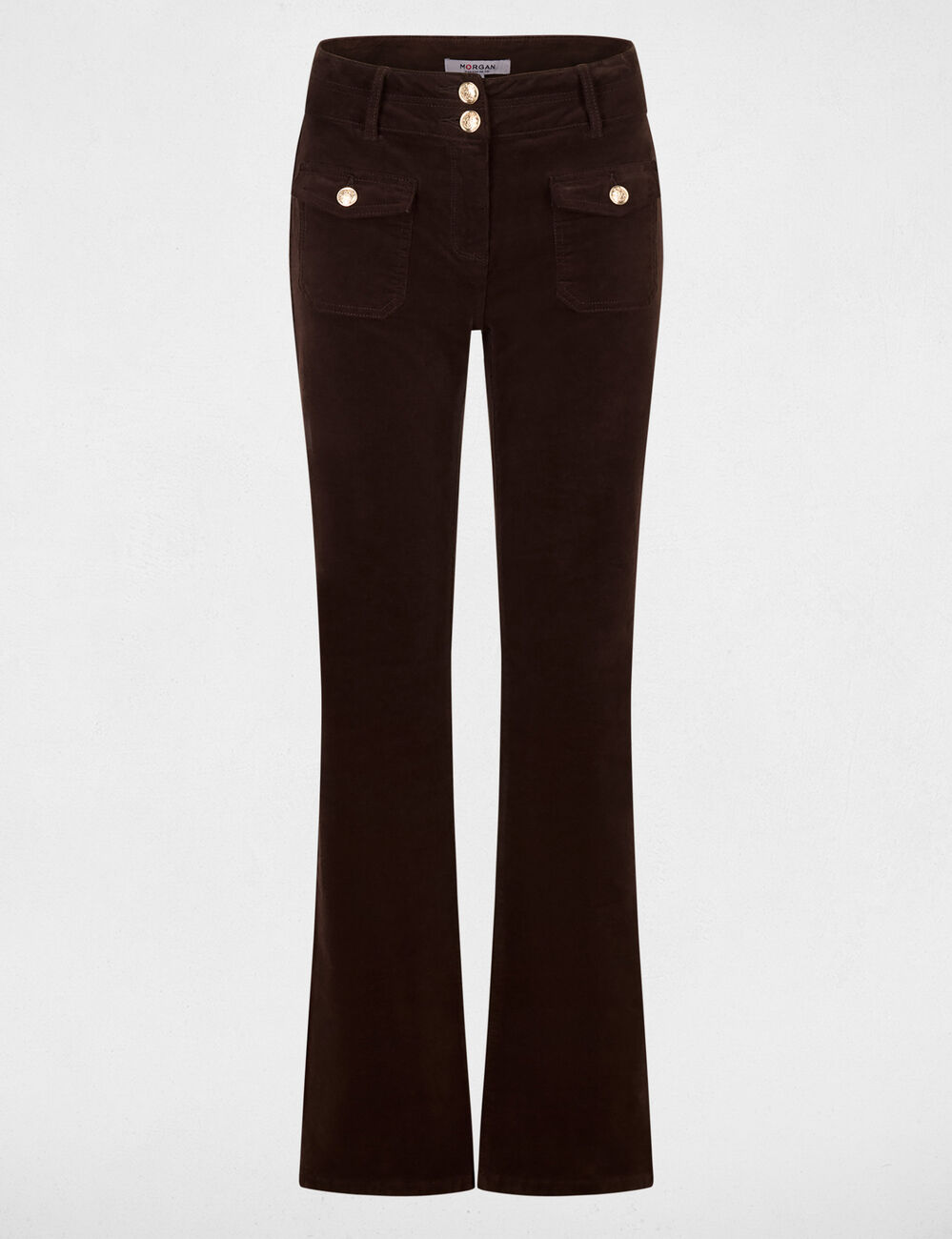 Pantal&oacute;n ajustado terciopelo marr&oacute;n oscuro mujer
