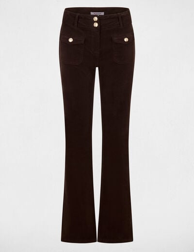 Pantal&oacute;n ajustado terciopelo marr&oacute;n oscuro mujer