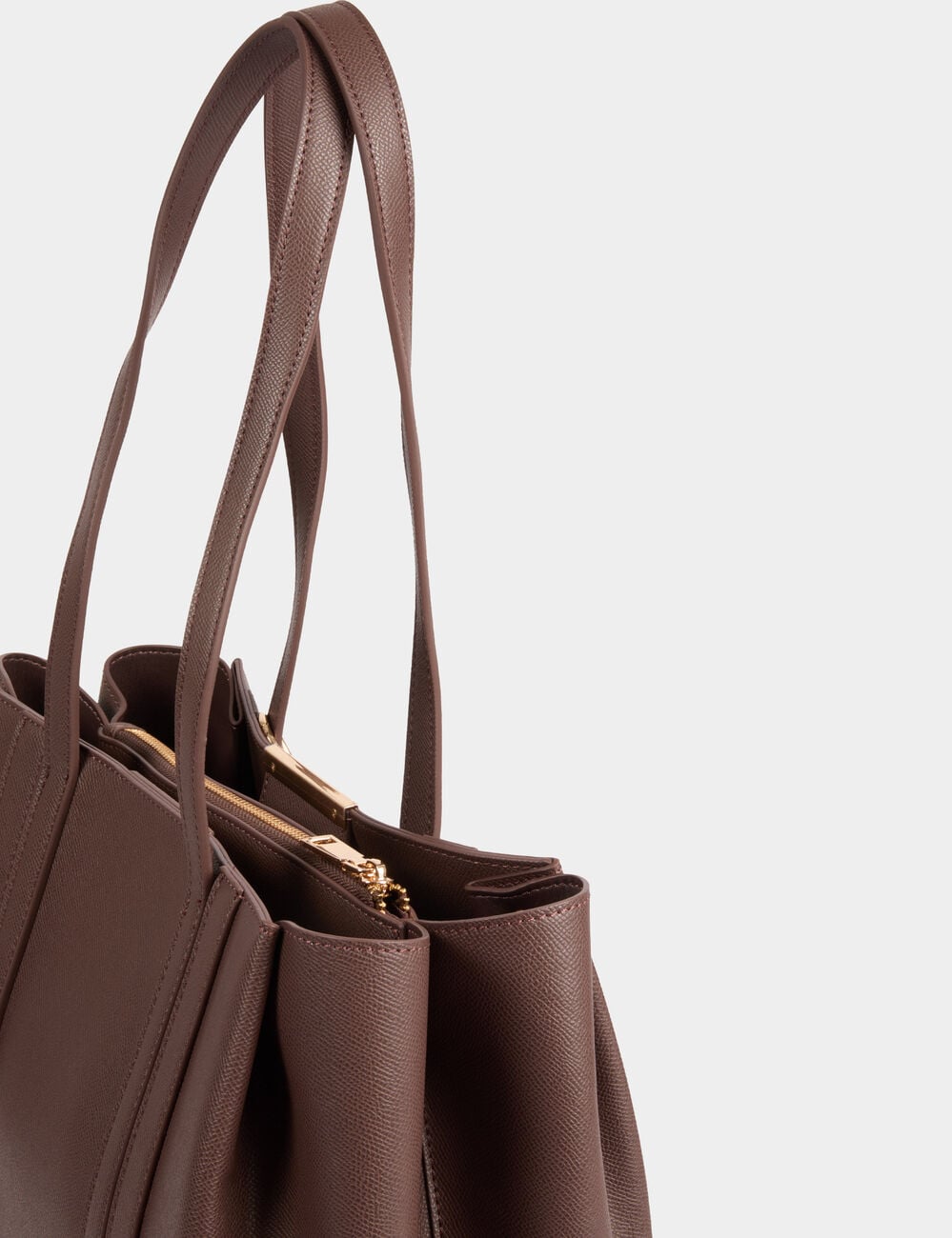 Bolso tote de piel sint&eacute;tica marr&oacute;n oscuro mujer