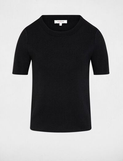 Jersey cuello redondo negro mujer